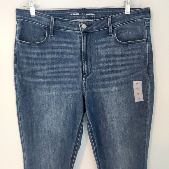 OLD NAVY Jeans High Rise Super Skinny Women's Size 16 Stretch Dark Blue NWT NEW - Picture 3 of 11